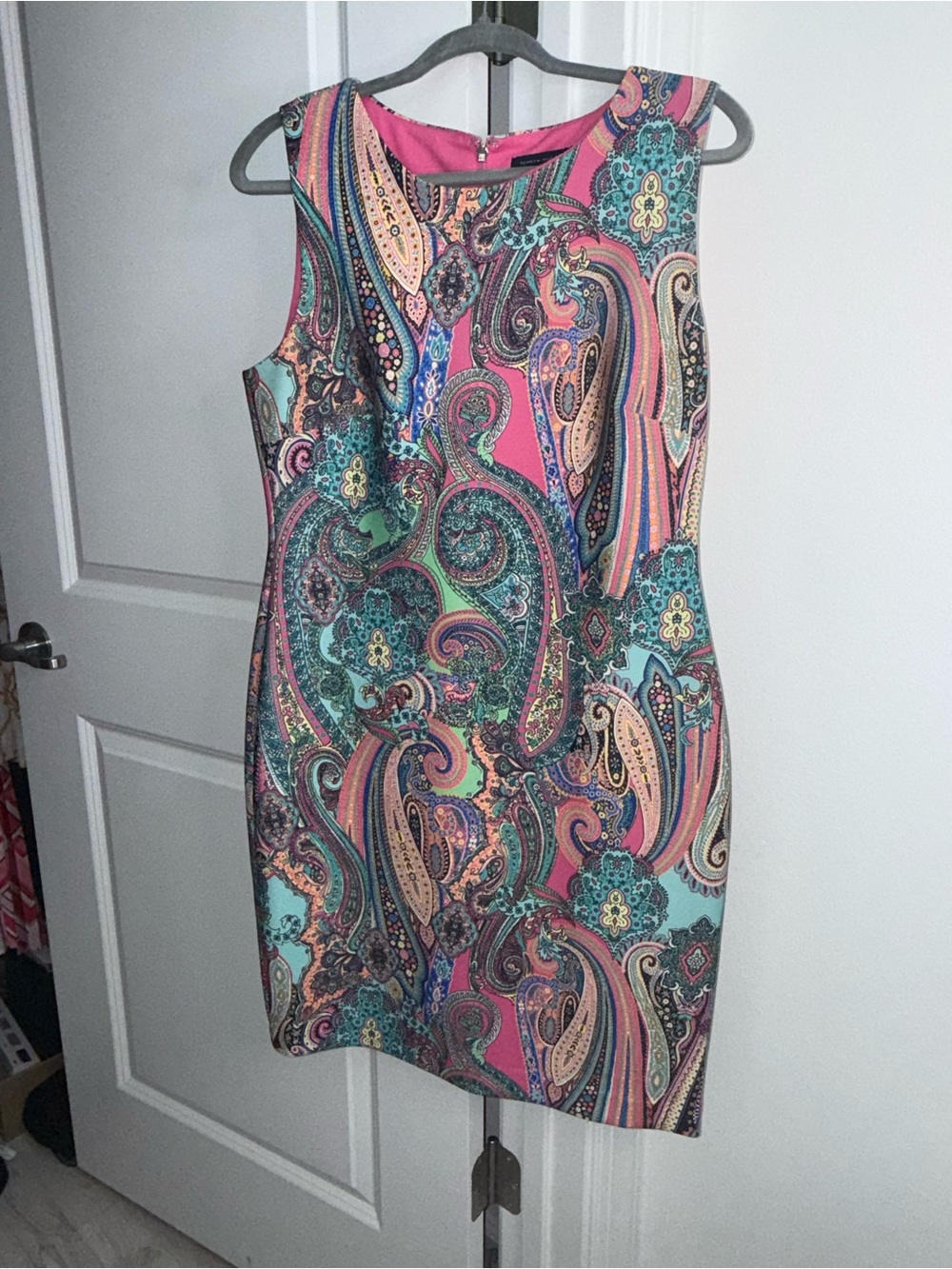Tommy Hilfiger Paisley Sheath Dress in Pink & Teal